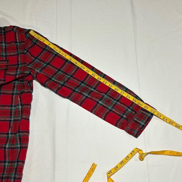 Talbots Womens Small Cotton Flannel Red Green Gold 2 Piece Holiday Pajama Set - Picture 13 of 16